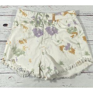 Wild Fable Jean Shorts Size 2 High Rise Cutoff White Tie Dye Button Fly Denim